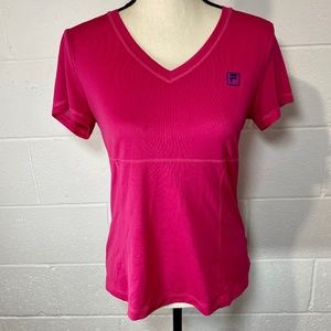 Fila Sport Dark Pink Short Sleeve V-neck Fitness T-shirt